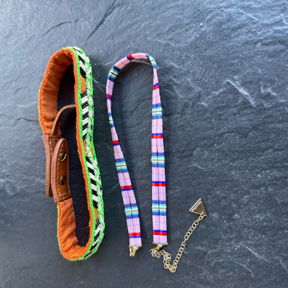 Colorful Collar and Plaid Lanyard choker necklace